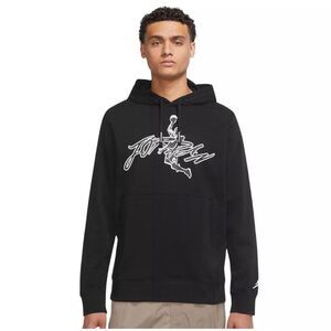 ✅Nike Air Jordan Flight Fleece Hoodie Pullover Mens Size XXL DJ0634-010 Black